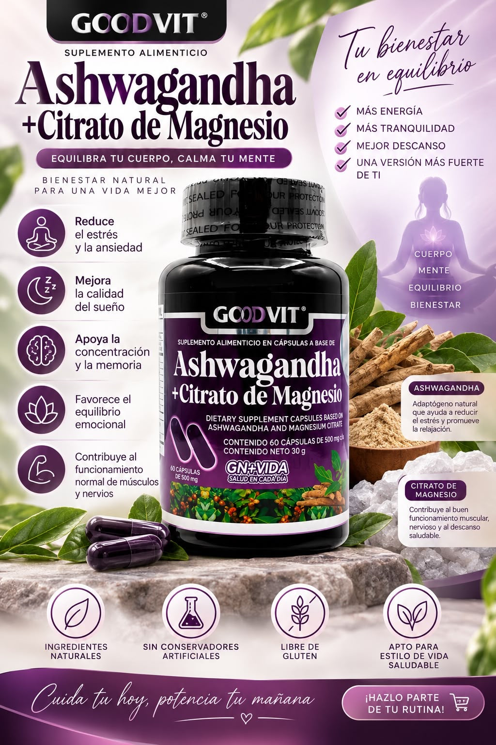 Suplemento Ashwagandhamagnesio Cofepris